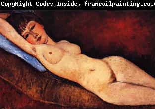 Amedeo Modigliani Reclining Nude on a Blue Cushion